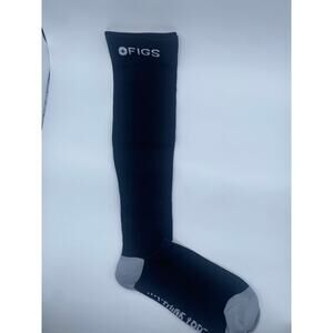 1 Pair FIGS Compression Black & Gray Plain Socks Size Small